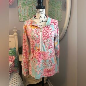 Lilly Pulitzer Breakwater Blue Lolita skipper popover Quarter zip, Size Small